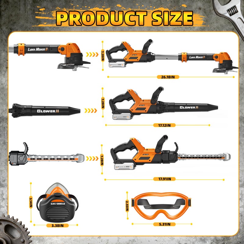 ShyLizard Kids Tool Set, 3 in 1 Kids Power Garden Tools with Sounds & Lights, Toy Weed Wacker, Toy Leaf Blower and Hedge Trimmer, Outdoor Toys, Toy Tools, Christmas Birthday Gifts for Boys 3 4 5 6 7 8 Year Old - Image 2
