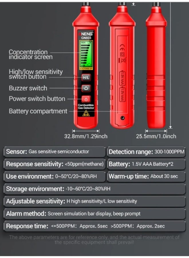ANENG ANENG GN803 Handheld Gas Leak Detector Portable Gases Concentration Analyzer Meter Leakage Tools Methane Combustible Gas Testers - Image 4