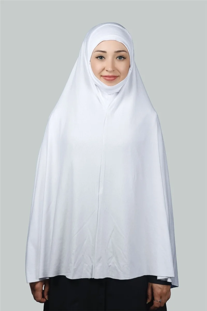 التوبة Ready-made Turban Practical Scarf with Veil Hijab with Nikap - Prayer Cover Soufflé (5Xl) - White