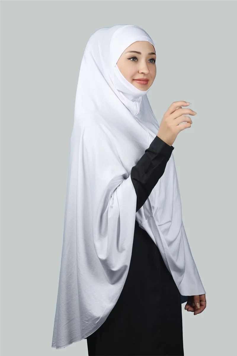 التوبة Ready-made Turban Practical Scarf with Veil Hijab with Nikap - Prayer Cover Soufflé (5Xl) - White