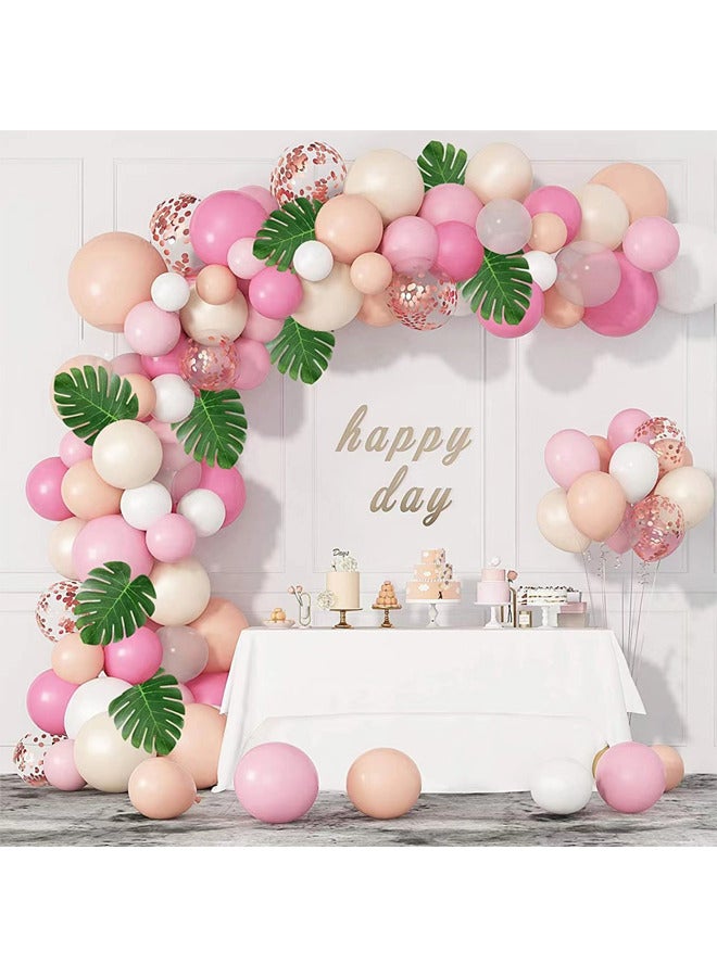 زيمي 132 قطعة من بالونات DIY إكليل هاواي الصيفي للحفلات الاستوائية فلامنغو ديكور الحفلات بأوراق النخيل الوردي الساخن الكروم الأخضر بالونات إكليل مثالية لحفلات استقبال المولود الجديد وحفلات الزفاف وحفلات أع - Image 3