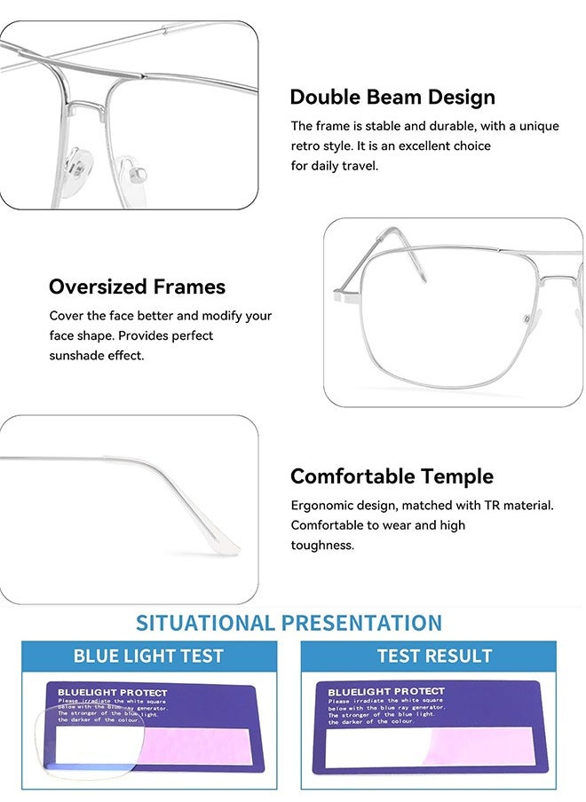 AZorb Blue Light Glasses for Men Women Gaming Reading Eyeglasses Fashion Anti Blue Light Blocking Glasses Aviator Frame Eye Glasses for TV Computer Anti Eyestrain  - Image 2