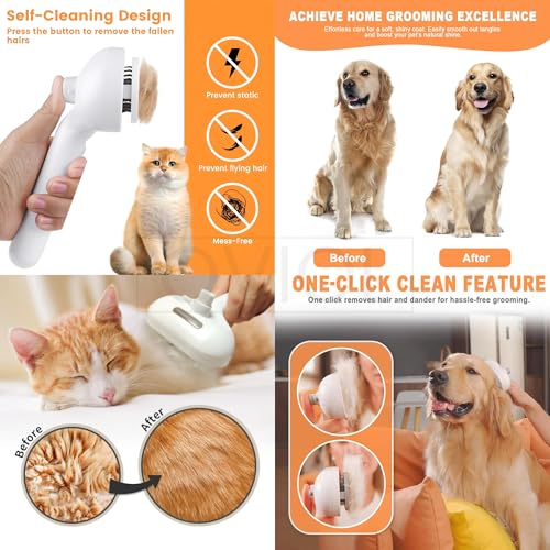 OVIOL Pet Steam Brush for Dog & Cat Self Cleaning Updated 3-in-1 Spray Hair Removal Comb,Steam for Shedding & Grooming,Water Brush for Long & Short Haired Pets, Dog Mist Spray Comb (Big Multicolor) - Image 5