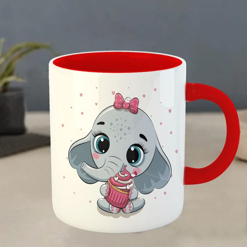 YaaNaa Printed Coffee Mug Elephant Theme Cute Baby Elephant Birthday Gift Return Gift Gifts for Friends Gifts for BoysGirls R2136RD - Image 4