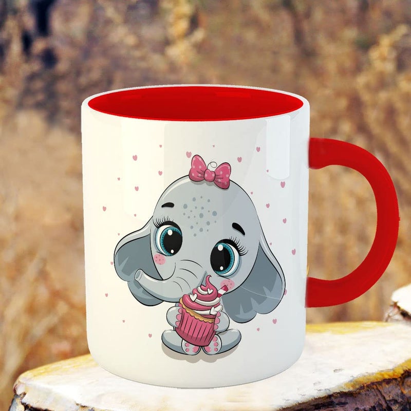 YaaNaa Printed Coffee Mug Elephant Theme Cute Baby Elephant Birthday Gift Return Gift Gifts for Friends Gifts for BoysGirls R2136RD - Image 3