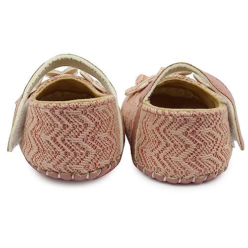 Neska Moda 6 To 12 Months Baby Girls Synthetic Leather Floral Hook & Loop Sandal Booties (Peach)-BT1895 - Image 3