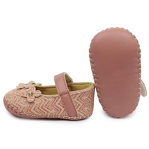 Neska Moda 6 To 12 Months Baby Girls Synthetic Leather Floral Hook & Loop Sandal Booties (Peach)-BT1895 - Image 4