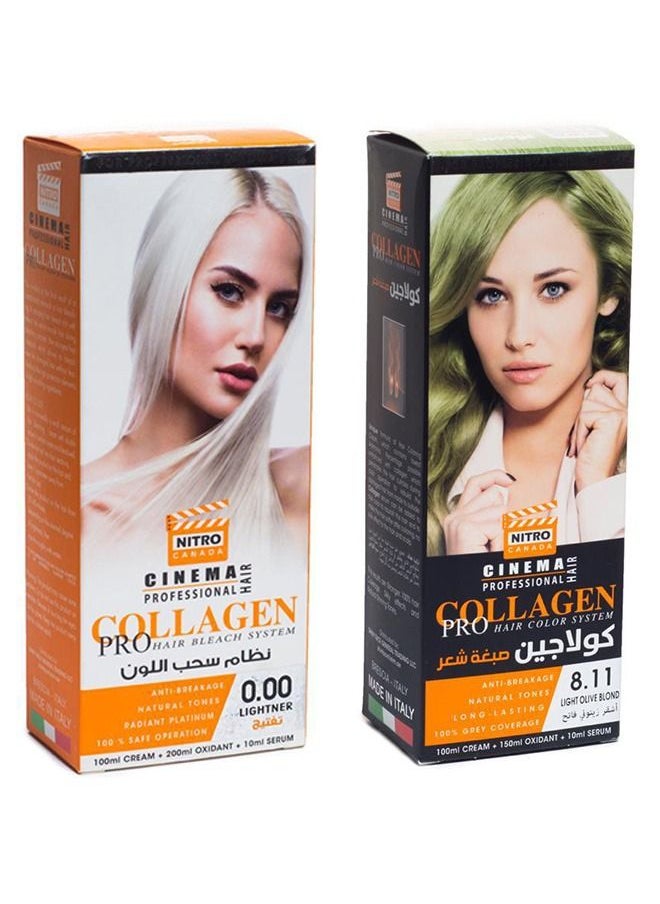 Collagen Hair Dye 8.11 Silver Blond WITH Cinema Professional Collagen Pro Hair bleach system 0.00 Lightner Multicolour 310ml - pzsku/ZADEEDDF112981A7D79ABZ/45/_/1682024529/aabc02d4-49f8-4ead-84d4-d91ee2663a7e