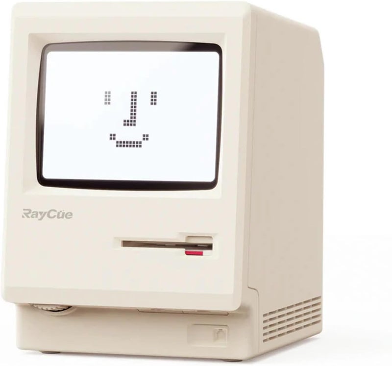 RayCue Maclock WB-8 Retro Pixel Alarm Clock - 1984 Computer-Inspired USB Desk Clock with Pixel Display, Multiple Alarms & Adjustable Brightness | Maclock Calendar, Temperature, Unique Retro Tech Gift - Image 1