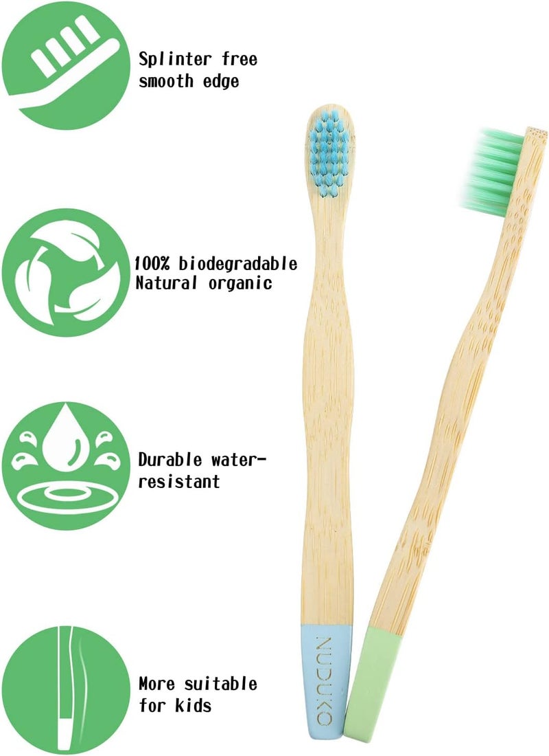 NUDUKO Kids Toothbrush Bamboo Toothbrushes 6 Pack - Organic Compostable Tooth Brush Wooden Baby Toddler Toothbrush, Eco-Friendly Natural Biodegradable Soft Bristle Toothbrush for Children - Image 4