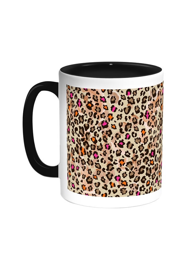 RYN Leopard Skin Printed Coffee Mug Black/White 11ounce