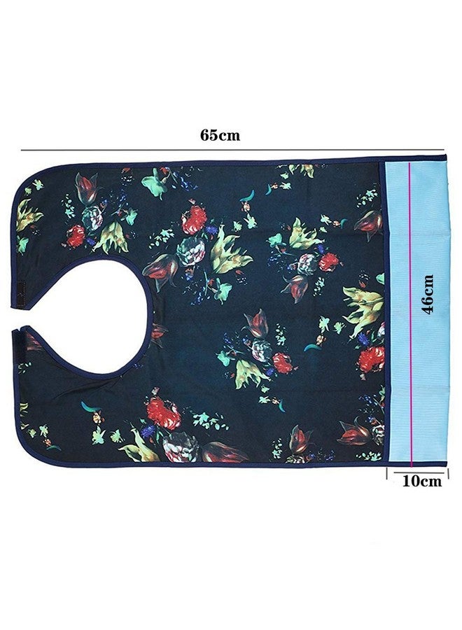 HASTHIP® Adult Bibs Clothing Protectors Waterproof Pocket Bib Apron Washable with Crumb Catcher(Floral) - Image 2