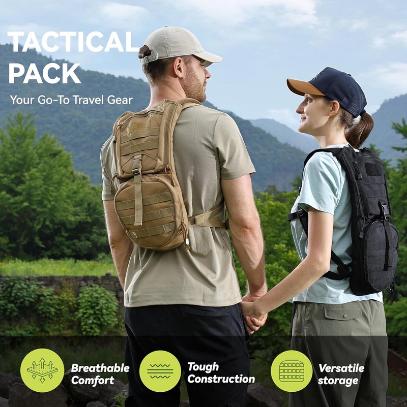 MARCHWAY Tactical Molle Hydration Pack Backpack with 3L TPU Water Bladder - Military Daypack for Cycling, Hiking, Running, Climbing, Hunting, Biking (Tan) - Image 2