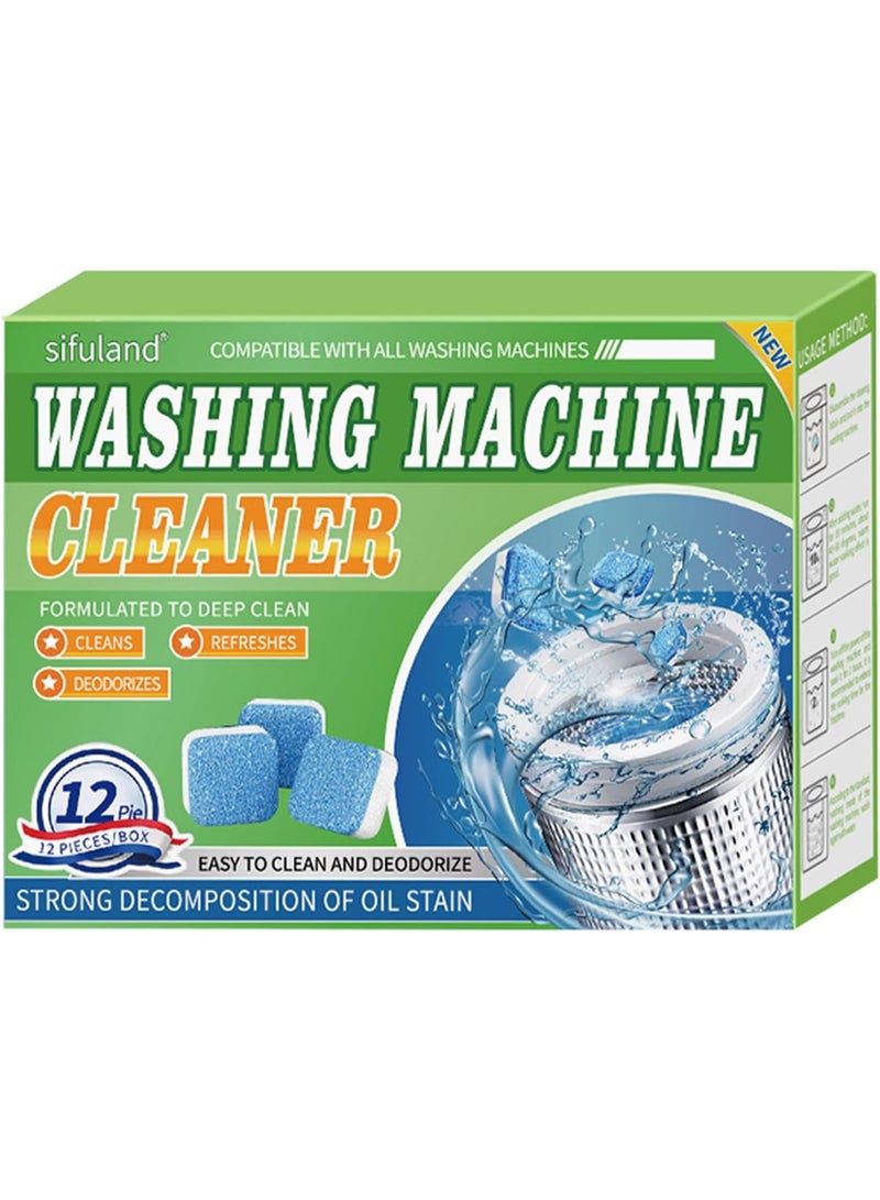【Upgraded】 12PCS Washing Machine Fresh Tablets, Cleaner Effervescent, Effective Washing Machine Cleaner, Washer Deep Cleaning Tablet - Image 1