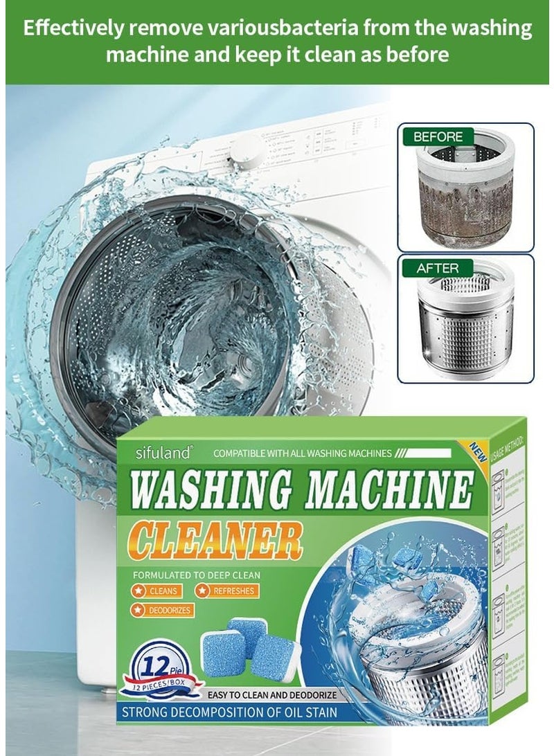 【Upgraded】 12PCS Washing Machine Fresh Tablets, Cleaner Effervescent, Effective Washing Machine Cleaner, Washer Deep Cleaning Tablet - Image 4