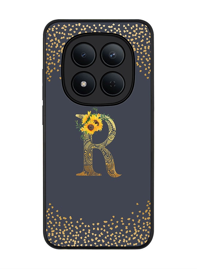 Stylizedd For Xiaomi Redmi Note 15 Pro 5G Case,Slim fit Camera Protection, Shockproof Thin Phone cover  - Custom Floral Monogram - R  (Grey ) - Image 1