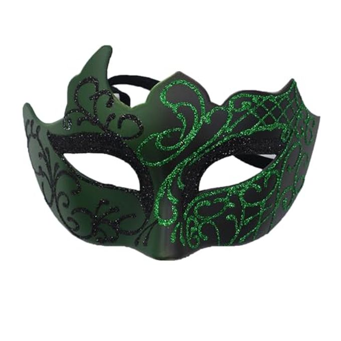 ONESWI Men Masquerade Mask Venetian Mask Greek Roman Mardi Gras Mask for Men (Green) - Image 4