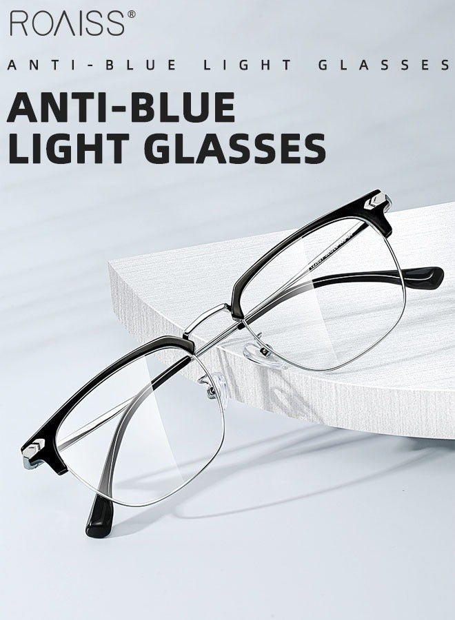 roaiss Blue Light Blocking Glasses Blue Light Filter Computer Reading Gaming TV Phones Square Eyeglasses Fashion Anti Eyestrain Headache Eyewear for Men Women Silver Black 50mm - Image 3