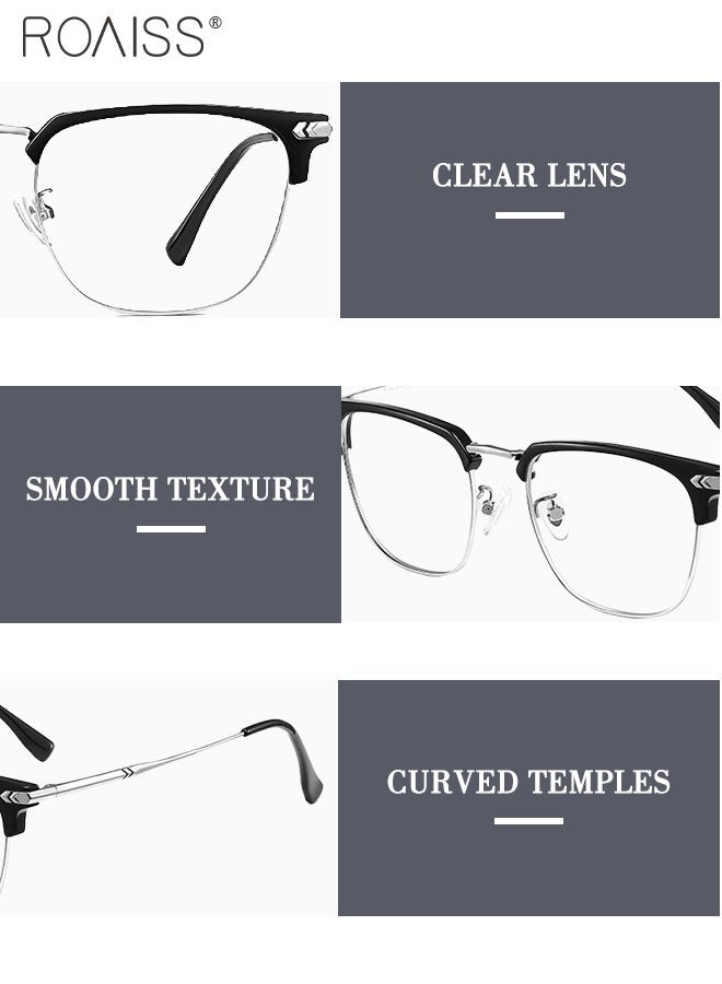 roaiss Blue Light Blocking Glasses Blue Light Filter Computer Reading Gaming TV Phones Square Eyeglasses Fashion Anti Eyestrain Headache Eyewear for Men Women Silver Black 50mm - Image 5