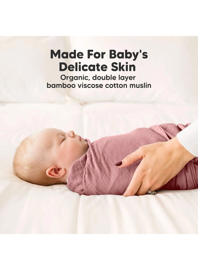 KeaBabies Lumi Muslin Swaddle Blankets, Breathable Baby Blanket, Corals - Image 3