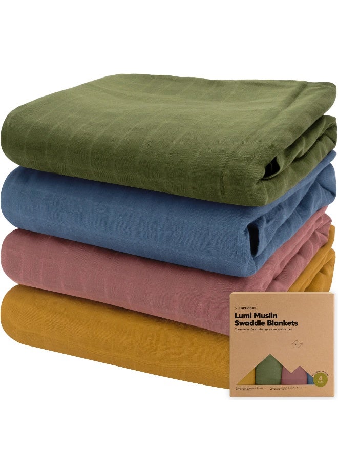 KeaBabies Lumi Muslin Swaddle Blankets, Breathable Baby Blanket, Corals - Image 1
