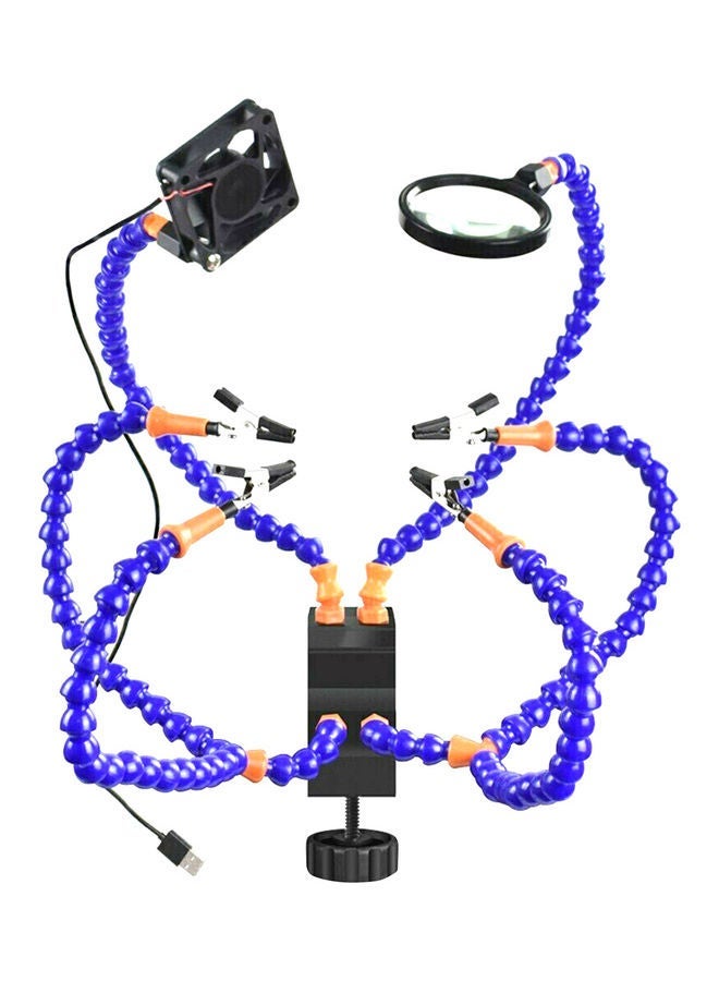 NIBEMINENT Clamp Fixing Station with USB Fan, Magnifier and Wrench Multicolour - Image 1