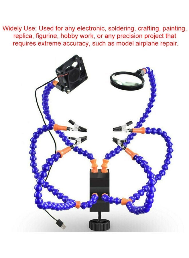 NIBEMINENT Clamp Fixing Station with USB Fan, Magnifier and Wrench Multicolour - Image 4