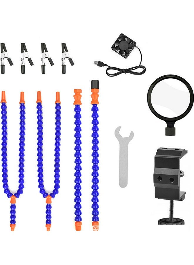 NIBEMINENT Clamp Fixing Station with USB Fan, Magnifier and Wrench Multicolour - Image 2