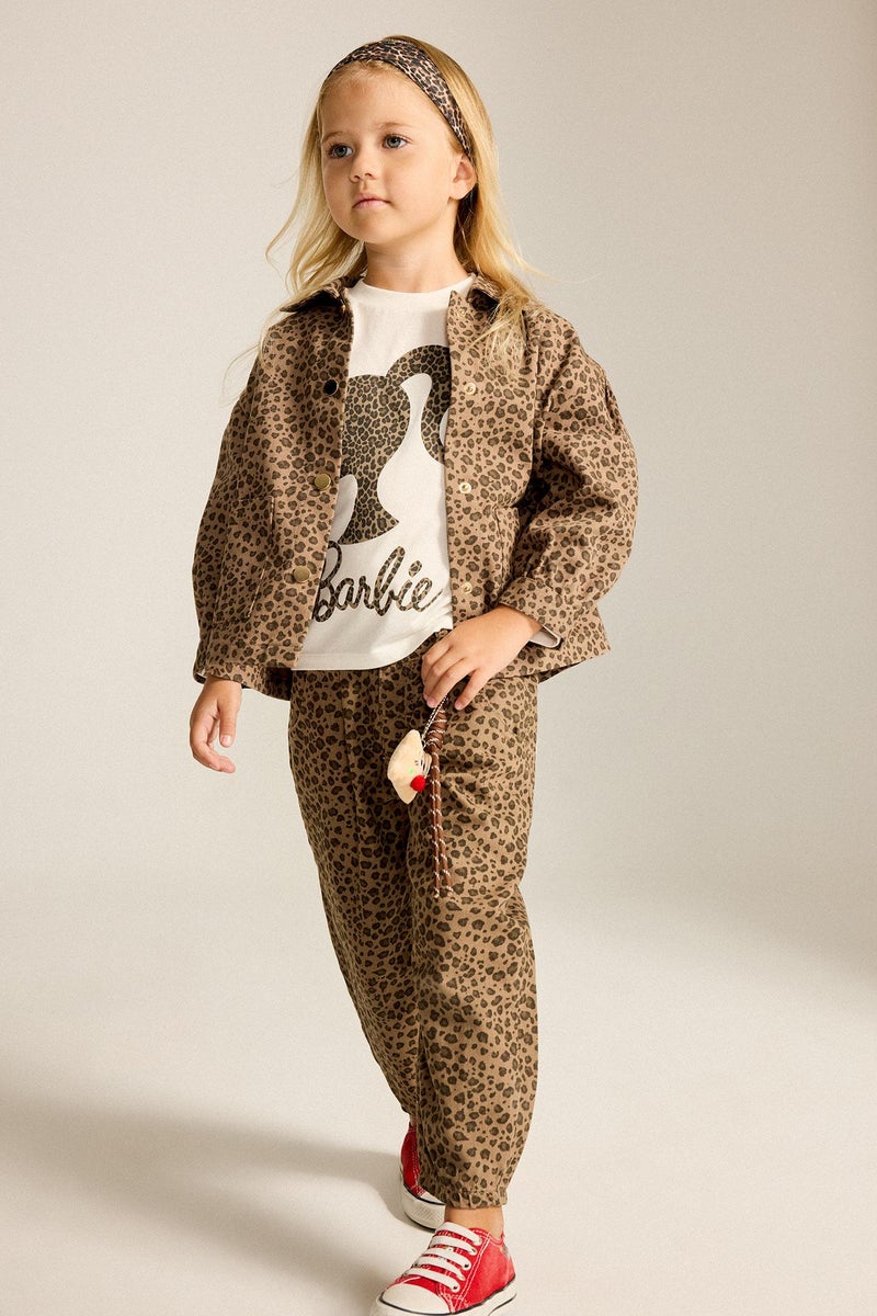 DeFacto Brown BabyGirl Baby Girl 100% Cotton Leopard Print Gabardine Long Sleeve Overshirt Casual - Image 2