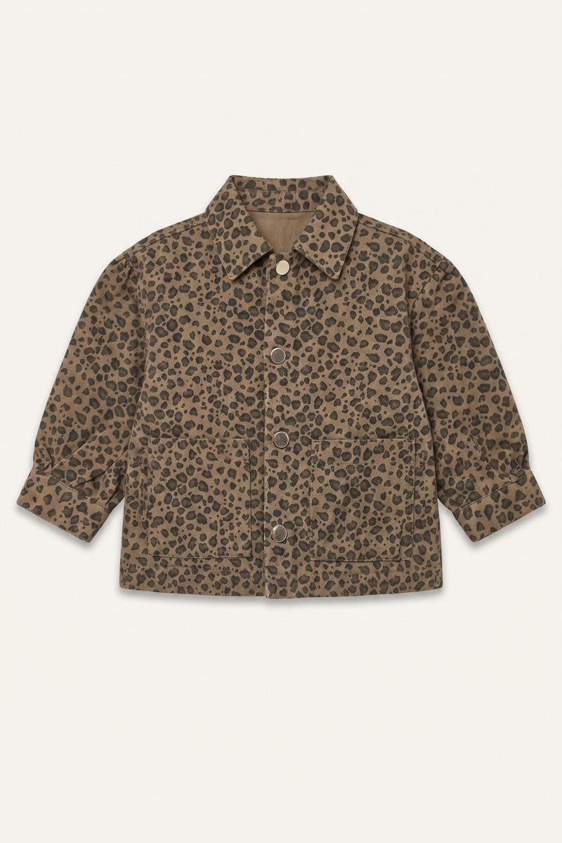 DeFacto Brown BabyGirl Baby Girl 100% Cotton Leopard Print Gabardine Long Sleeve Overshirt Casual - Image 4