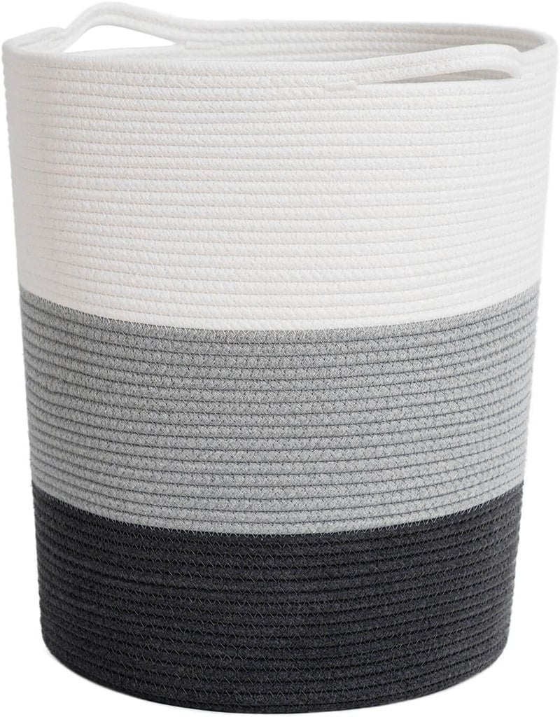 RUGSZONE® Extra Large Storage Basket with Lid, Cotton Rope Storage Baskets, Laundry Hamper, Cloth Bin, for Clothes Towels Blankets Pillows Storage in Living Room, (13X17 BGW) - Image 1