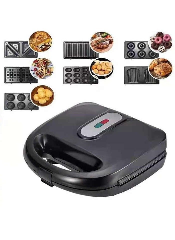 7 in 1 Multifunctional Sandwich Maker with Non-Stick Interchangeable Plates for Grill, Toaster, Pancakes, Cookies, Waffles, Donuts, Cupcakes - Dishwasher Safe  - Image 1