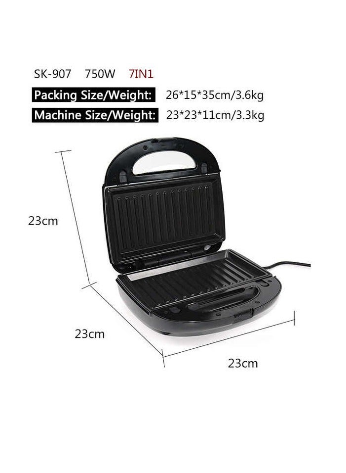 7 in 1 Multifunctional Sandwich Maker with Non-Stick Interchangeable Plates for Grill, Toaster, Pancakes, Cookies, Waffles, Donuts, Cupcakes - Dishwasher Safe  - Image 3