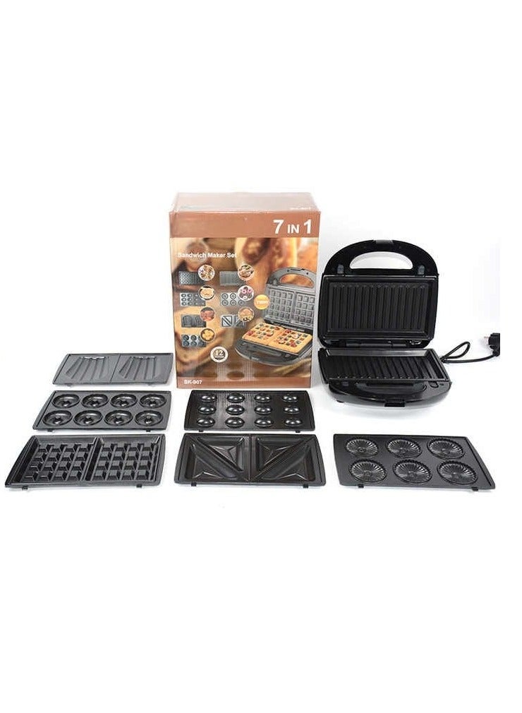 7 in 1 Multifunctional Sandwich Maker with Non-Stick Interchangeable Plates for Grill, Toaster, Pancakes, Cookies, Waffles, Donuts, Cupcakes - Dishwasher Safe  - Image 4