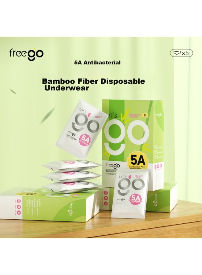 Free Go Freego Disposable Women's Underwear, Bamboo Fiber Postpartum Shorts, Maternity Travel Antibacterial Disposable Antibacterial Women's White L 5 Pieces - Image 1