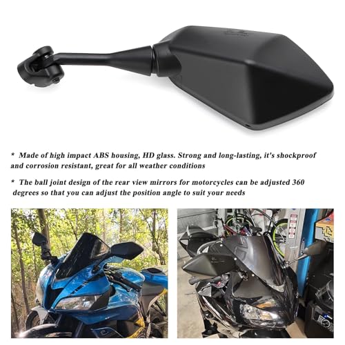 Mokuo Motorcycle Rearview Mirror in HD Glass Material Compatible with Honda CBR600 CBR250 CBR300 CBR500 Ninja 250R Suzuki GSXR 750 - Image 4
