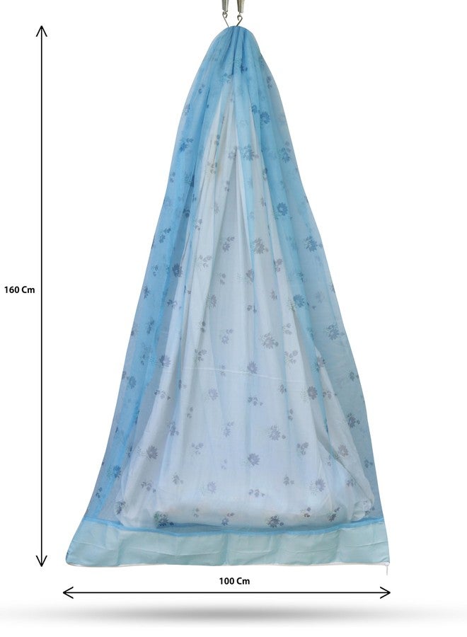 NISSI 100% Soft & Strong Cotton Baby Cradle Cloth Only (Thottil Hanging Swing Jhula Uyyala) - New Born | 0-3 Years 50INCH /125 CM Width 60 INCH/150 CM Height with Mosquito Net (Blue) - Image 5