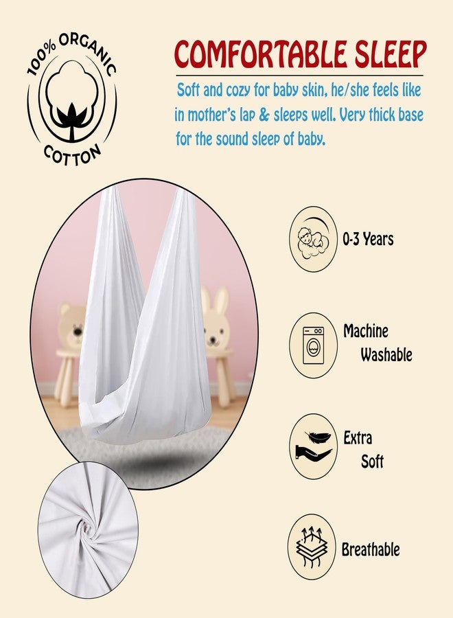 NISSI 100% Soft & Strong Cotton Baby Cradle Cloth Only (Thottil Hanging Swing Jhula Uyyala) - New Born | 0-3 Years 50INCH /125 CM Width 60 INCH/150 CM Height with Mosquito Net (Blue) - Image 3