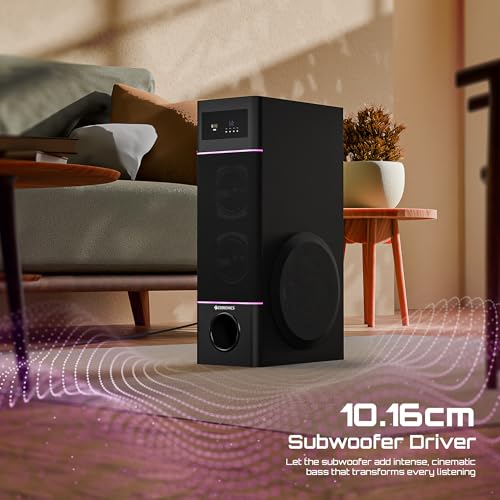 Zebronics Tower Speaker, 50W, 10.16cm Subwoofer Driver, 2X 7.62cm Full Range Drivers, 2-Way Design, Bluetooth v5.1, USB, AUX, Karaoke, 6.3mm Mic Input, RGB (Tono) - Image 3