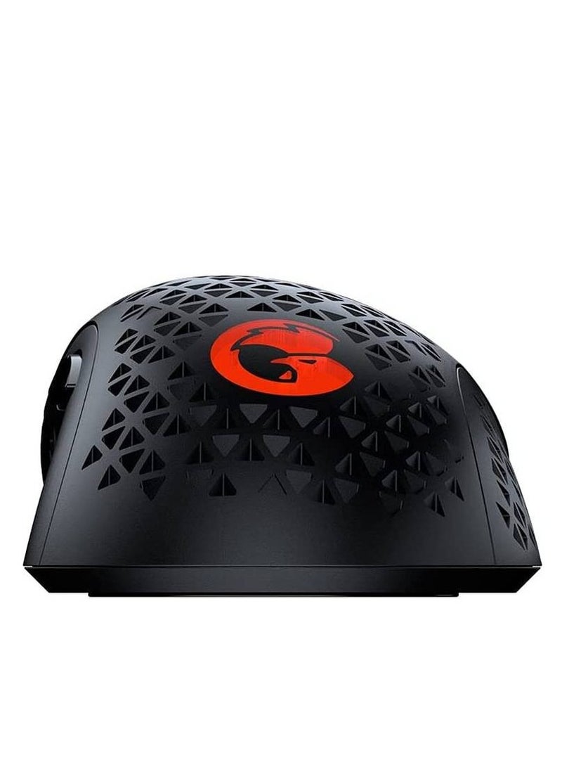 جيم سير ماوس ألعاب سلكي مريح فائق الخفة GM500 بدقة 12000 DPI ومستشعر PWM3360 مع تصميم هيكل قوي، 3 أنواع من تأثيرات LED مع كمبيوتر ويندوز (ويندوز 7 أو أحدث)/ماكOS أسود - Image 4