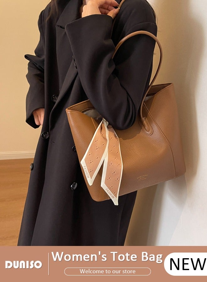 DUNISO Women's Shoulder Tote Bag Faux Leather Handbag For Women Large Capacity Bucket Bag Fashionable Travel Messenger Shoulder Bag For Ladies Girls College Students - Image 1