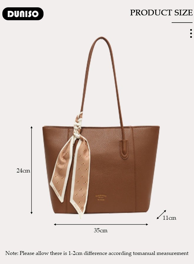 DUNISO Women's Shoulder Tote Bag Faux Leather Handbag For Women Large Capacity Bucket Bag Fashionable Travel Messenger Shoulder Bag For Ladies Girls College Students - Image 4