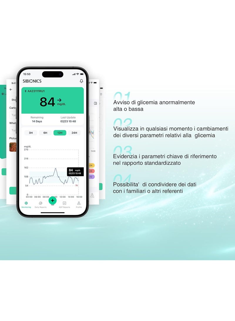 SIBIONICS GS1 Glucose Sugar Level Sensor Glucose Sensor Continuous Glucose Monitoring (CGM) System for Diabetes with User Manual in German/French/Italian (mg/dL) - Image 3