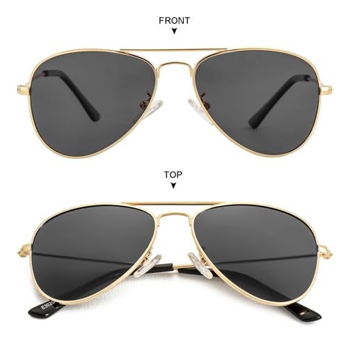 Gleyemor Kids Polarized Aviator Sunglasses for Little Girls Boys Age 3-8 (Gold/Grey) - Image 4