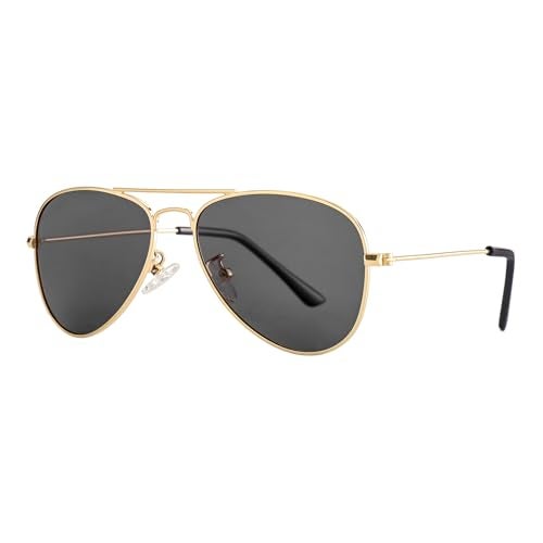 Gleyemor Kids Polarized Aviator Sunglasses for Little Girls Boys Age 3-8 (Gold/Grey) - Image 2