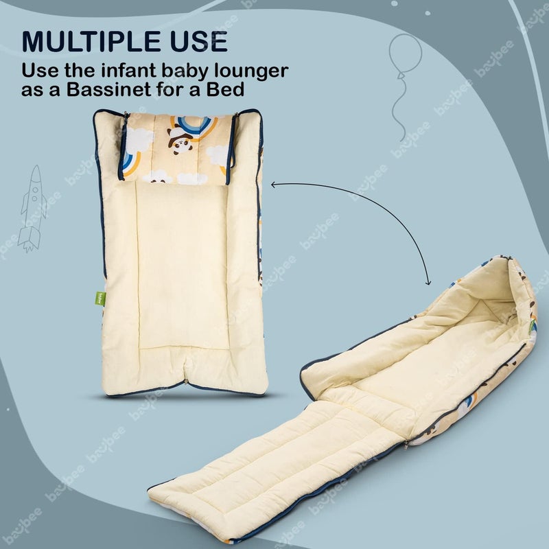 BAYBEE سرير بيبي، كيس نوم وعش حمل للأطفال | أغطية سرير قطنية للأطفال حديثي الولادة والرضع، سرير محمول | أغطية نوم للأطفال حديثي الولادة 0-6 أشهر بطبعة باندا (أصفر) - Image 5