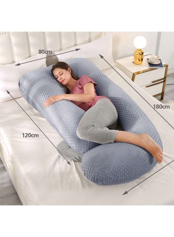 VTERLY Pregnancy Pillow Pregnancy Must Haves Full Body Maternity Support Pillow for Pregnant Women with Washable Velvet Cover, Velvet - Grey - Image 2