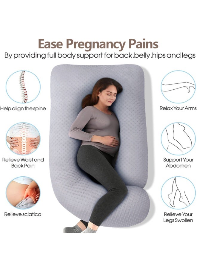 VTERLY Pregnancy Pillow Pregnancy Must Haves Full Body Maternity Support Pillow for Pregnant Women with Washable Velvet Cover, Velvet - Grey - Image 3