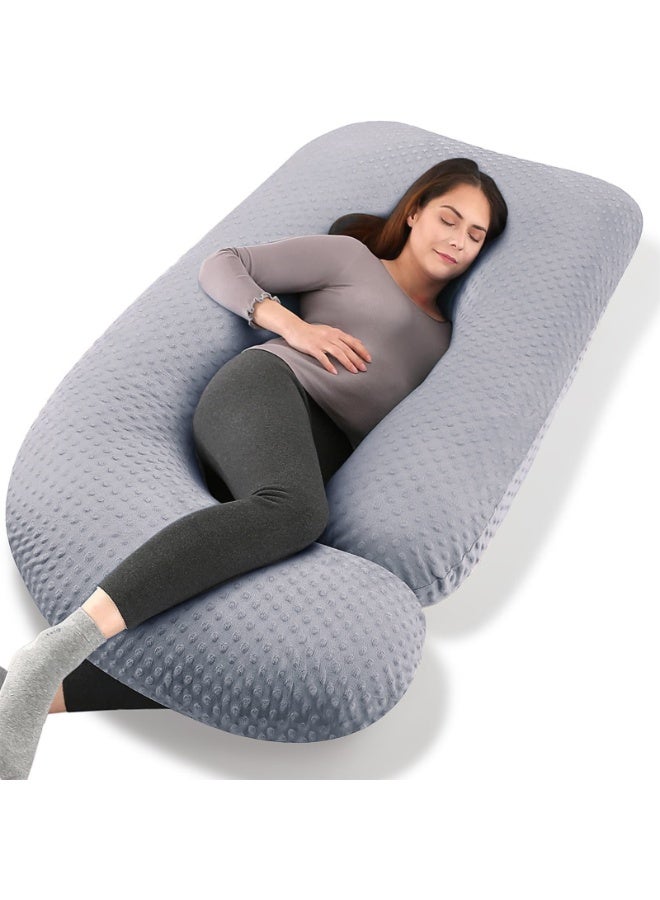 VTERLY Pregnancy Pillow Pregnancy Must Haves Full Body Maternity Support Pillow for Pregnant Women with Washable Velvet Cover, Velvet - Grey - Image 1