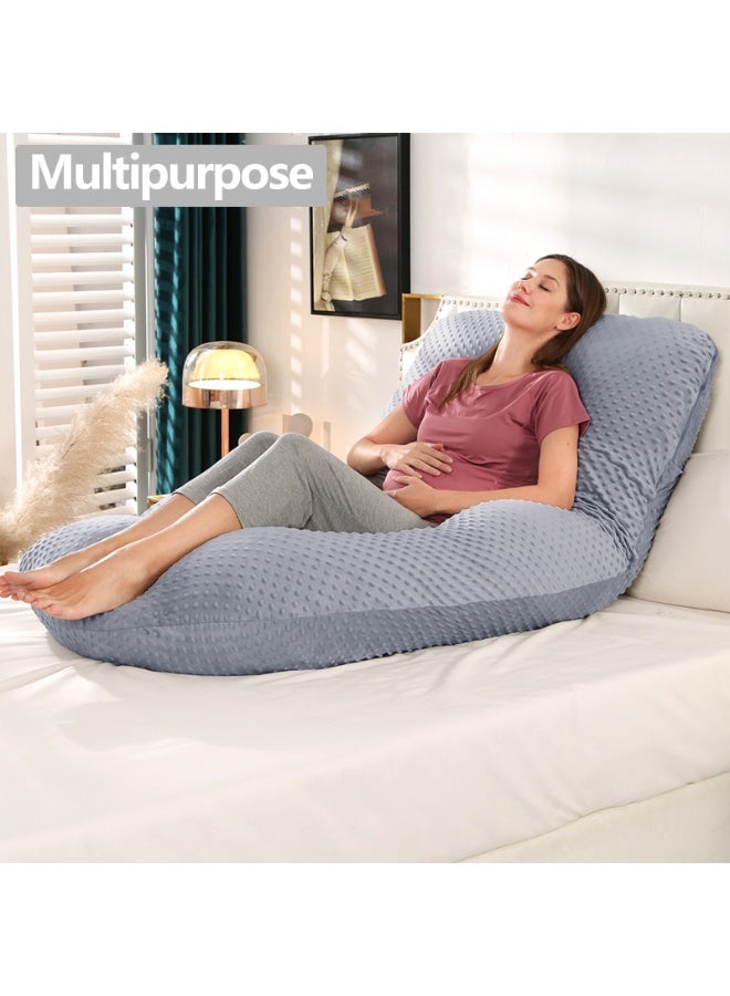 VTERLY Pregnancy Pillow Pregnancy Must Haves Full Body Maternity Support Pillow for Pregnant Women with Washable Velvet Cover, Velvet - Grey - Image 5